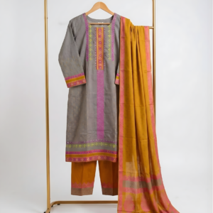 Women’s Grey Printed & Embroidered 3 Piece Set