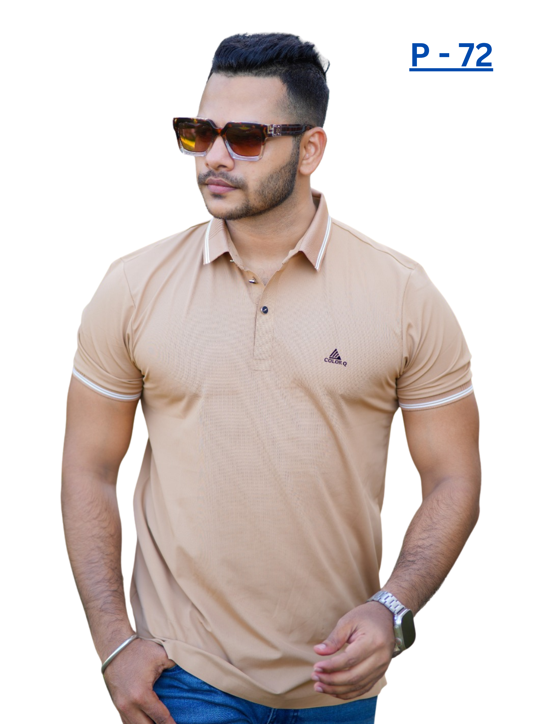 P-72: Classic Beige Slim Fit Polo Shirt