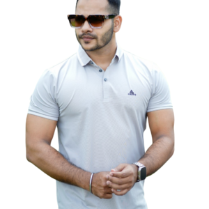 P-76: Ice Grey Slim Fit Polo Shirt