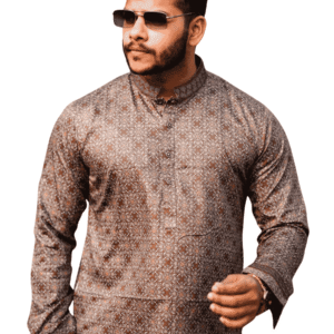 Men’s Embroidered Panjabi – Brown | PNJ-4440