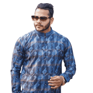 Men’s Patterned Panjabi – Royal Blue | PNJ-629