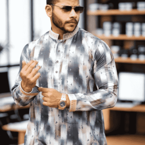 Men’s Check Panjabi – White Grey | PNJ-625