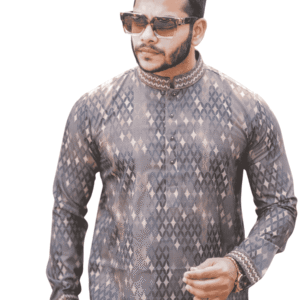 Men’s Jacquard Panjabi – Smoky Grey | PNJ-623