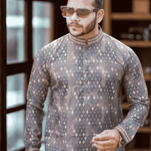 Men’s Jacquard Panjabi – Smoky Grey | PNJ-623