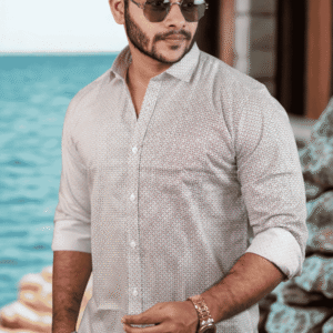 Men’s Soft Fabric Off-White Casual Shirt | SR-1830