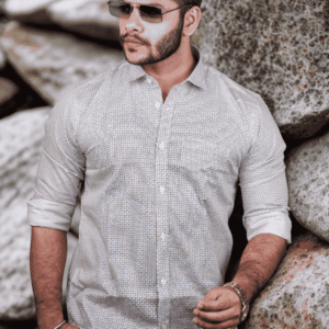 Men’s Classic Grey Cotton Casual Shirt | SR-1831