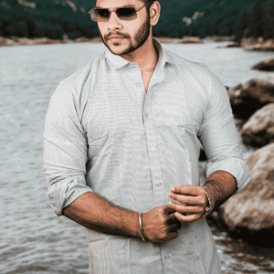 Men’s Smart Grey Cotton Casual Shirt | SR-1836