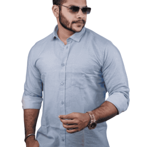 Men’s Sky Blue Casual Cotton Shirt | SR-1837