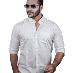 Men’s Premium White Cotton Casual Shirt | SR-1839