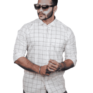 Men’s Stylish Light Grey Printed Casual Shirt | SR-1840