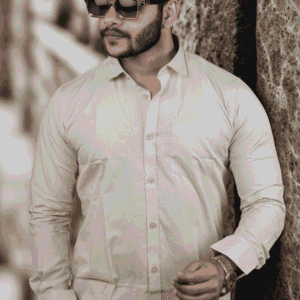 Men’s Elegant Light Beige Casual Shirt | SR-1852