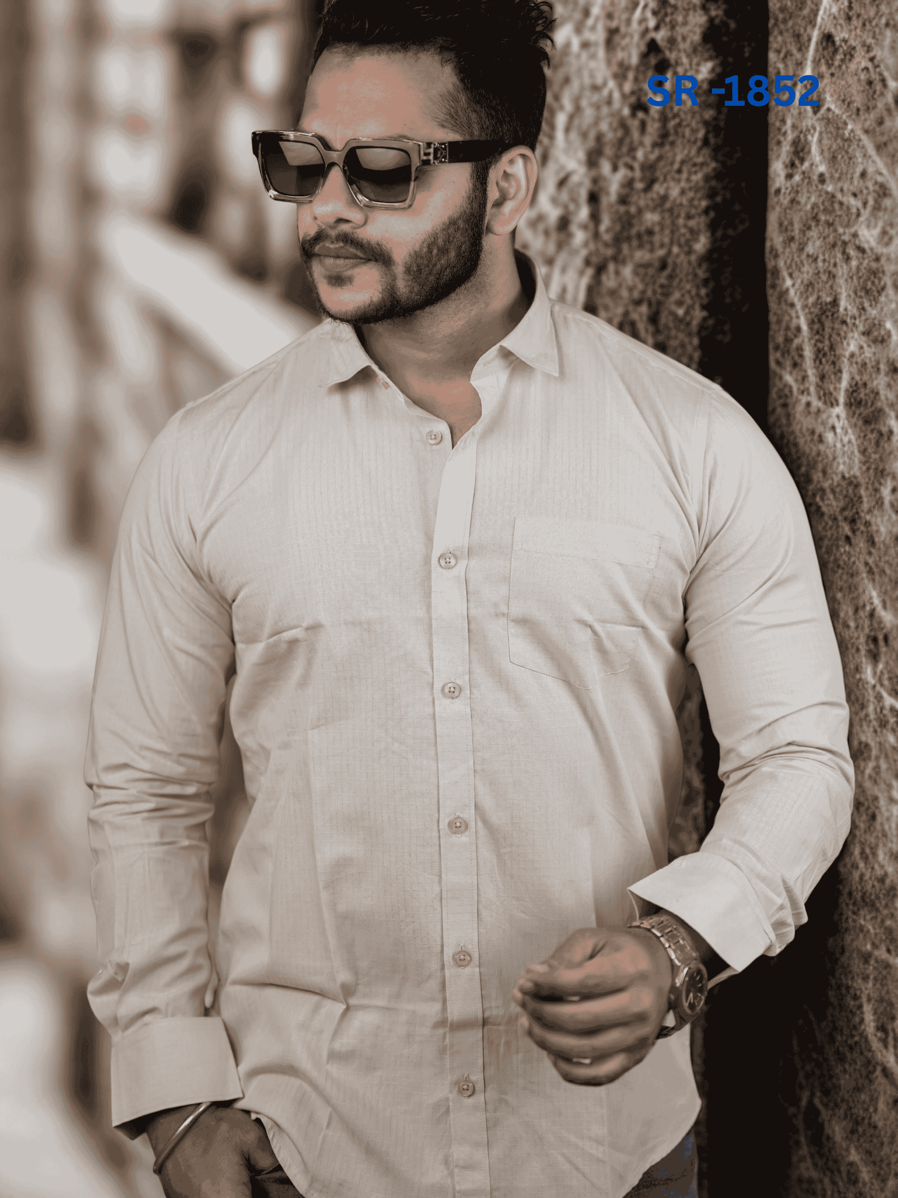 Men’s Elegant Light Beige Casual Shirt | SR-1852
