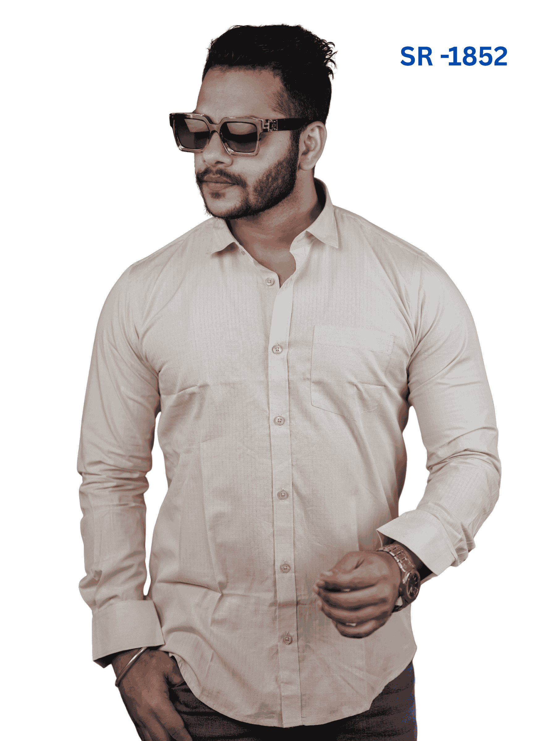 Men’s Elegant Light Beige Casual Shirt | SR-1852