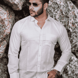 Men’s Elegant White Casual Shirt | SR-1856