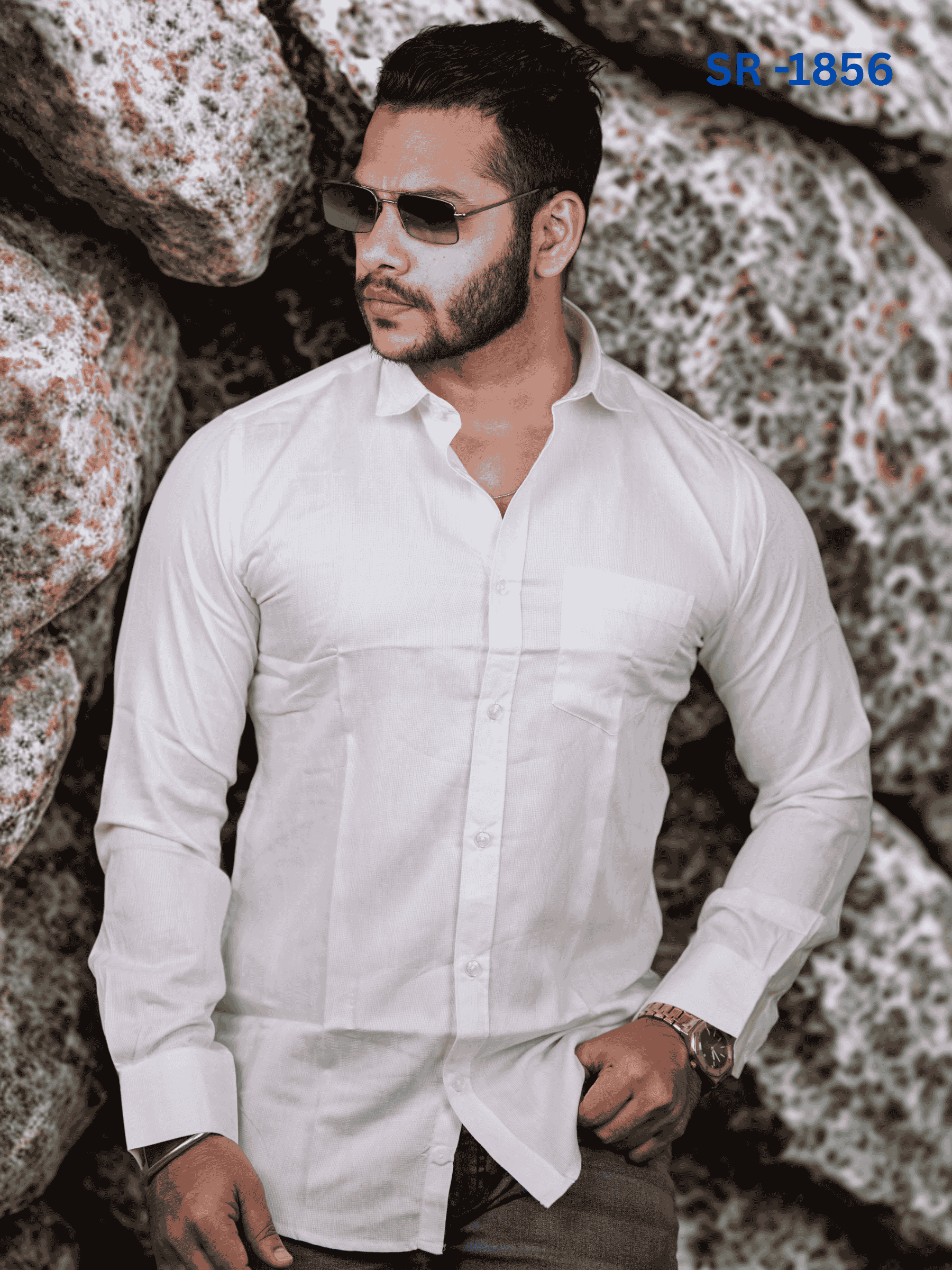 Men’s Elegant White Casual Shirt | SR-1856