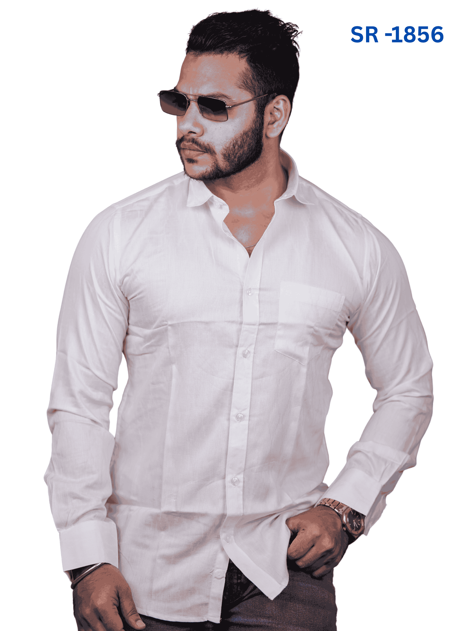 Men’s Elegant White Casual Shirt | SR-1856