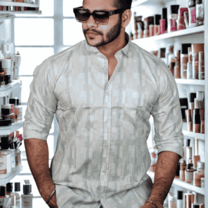 Men’s Printed Light Green Casual Shirt | SR-1859