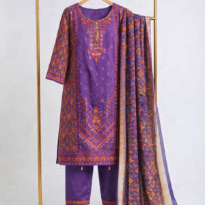 Magenta Printed Three Piece