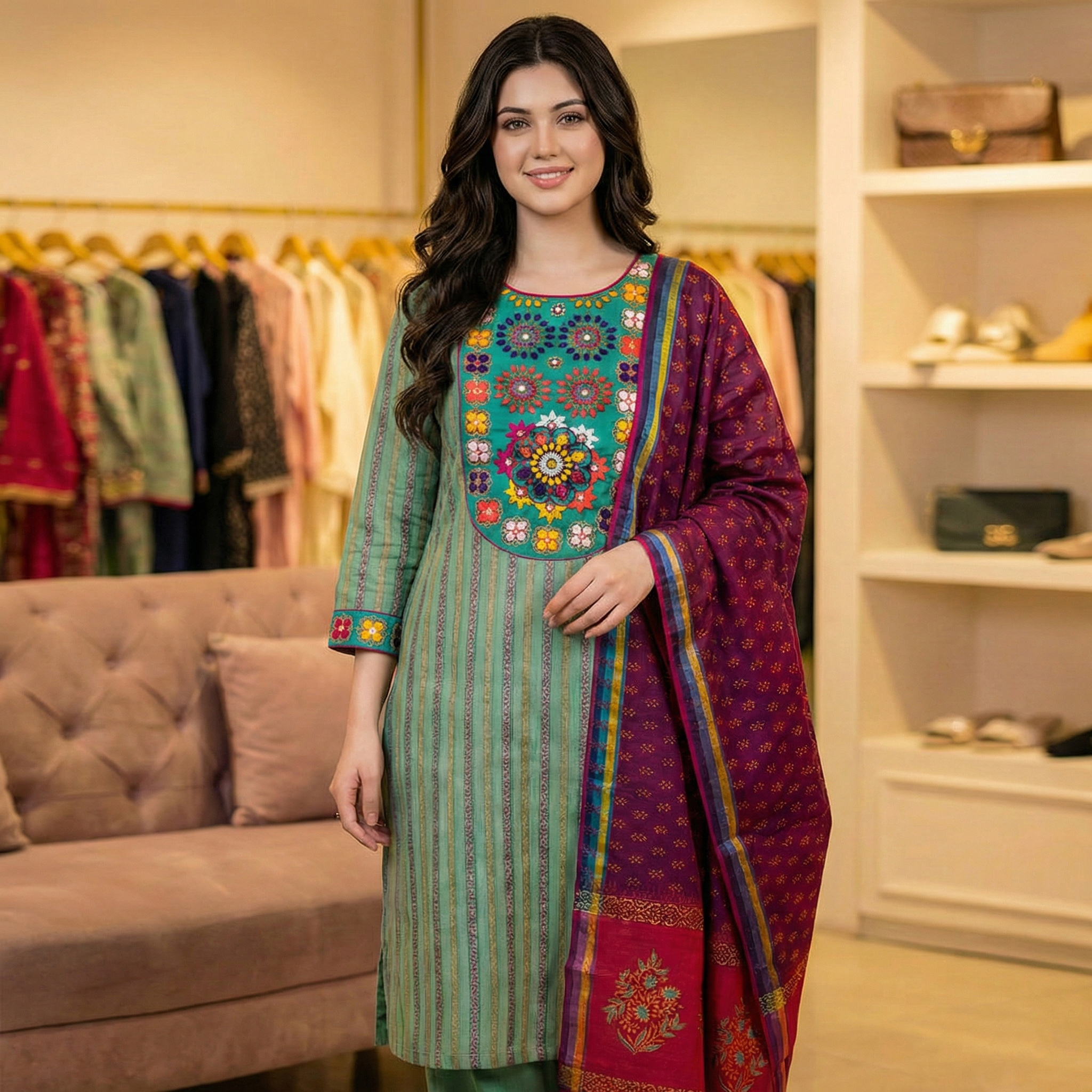 Riya Teal Festive 3-Piece - Image 4