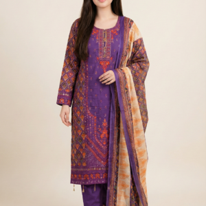 Magenta Printed Three Piece