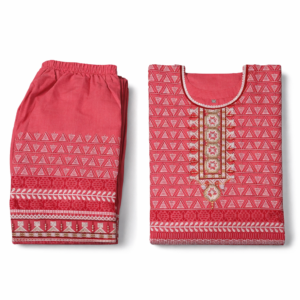 Alternative view of Elegant Red Printed Three Piece