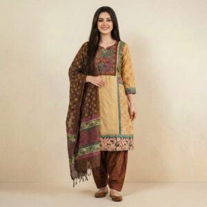 Afra Beige Cotton 3-Piece