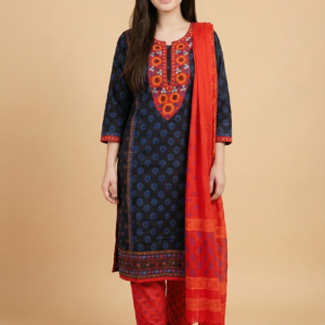 Black Red Embroidered Salwar Kameez