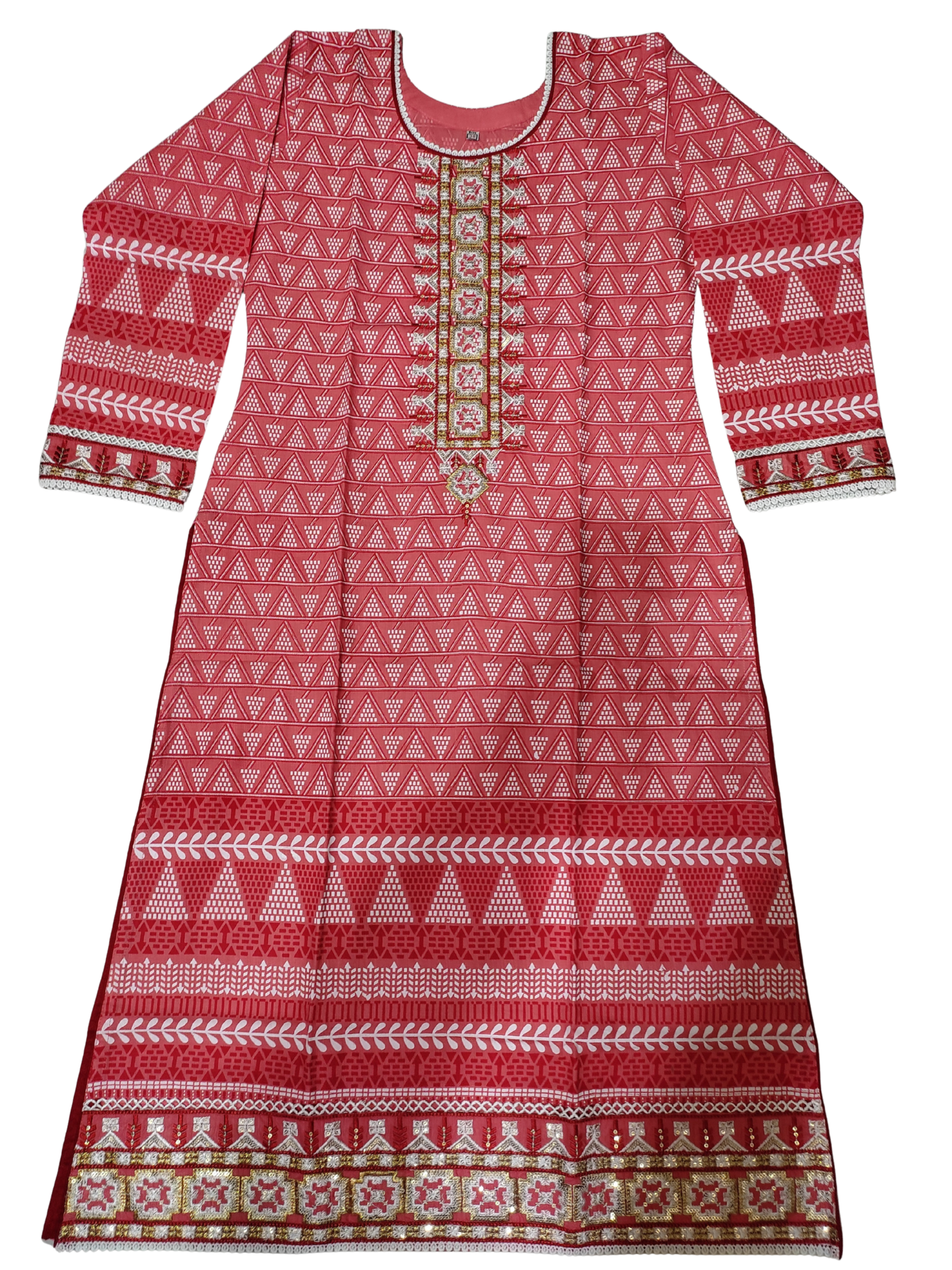 Elegant Red Printed Three Piece - Image 3