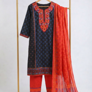 Black Red Embroidered Salwar Kameez