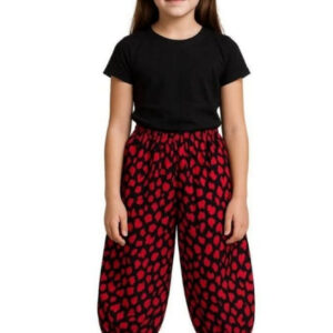 Girls Dhol Salwar – Red & Black Cotton Kids Pants