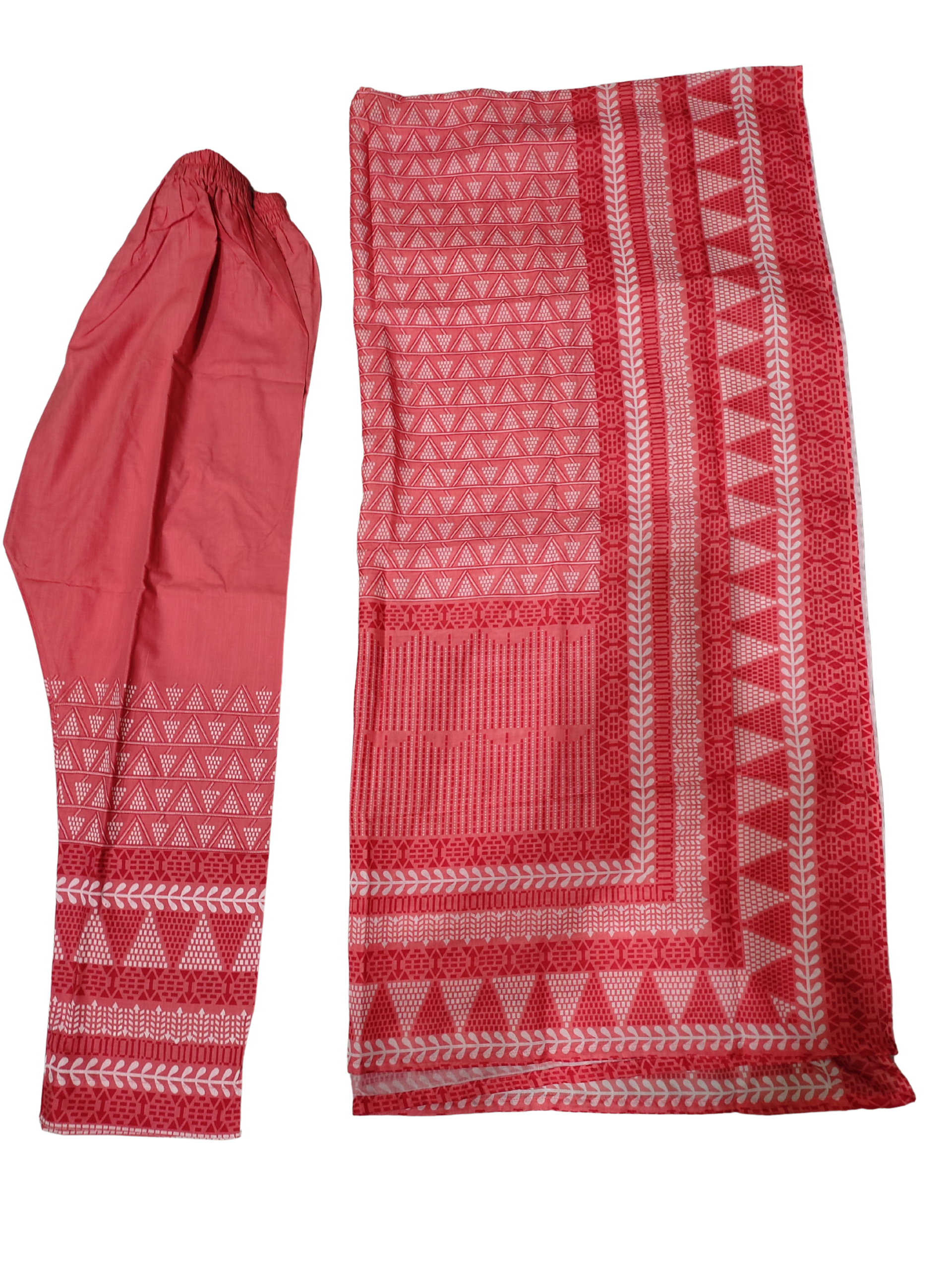 Elegant Red Printed Three Piece - Image 4