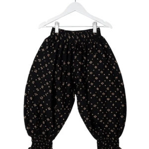 Kids Dhol Pants – Black Printed Cotton Salwar