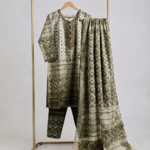 Charcoal Black Premium Printed Three Piece Suit