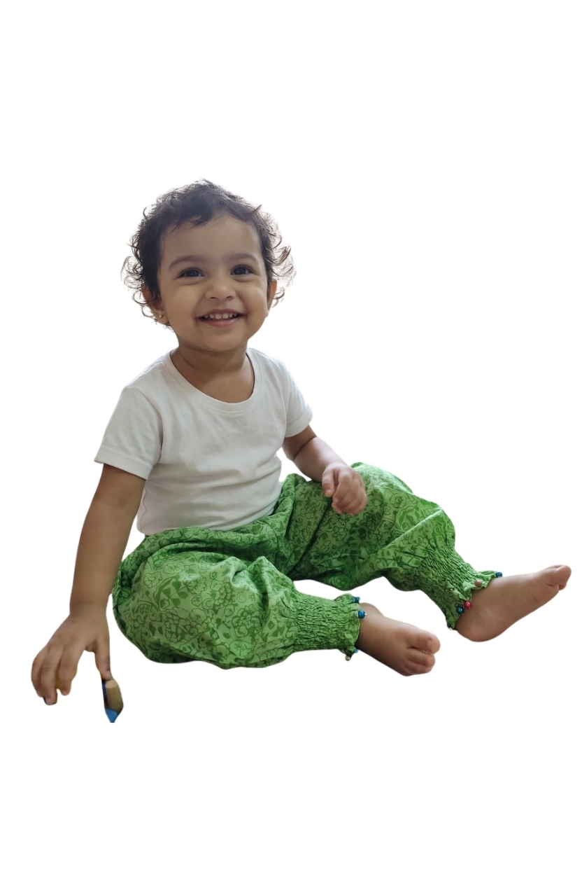 Baby Dhol Salwar – Dark Green Cotton Infant Pants