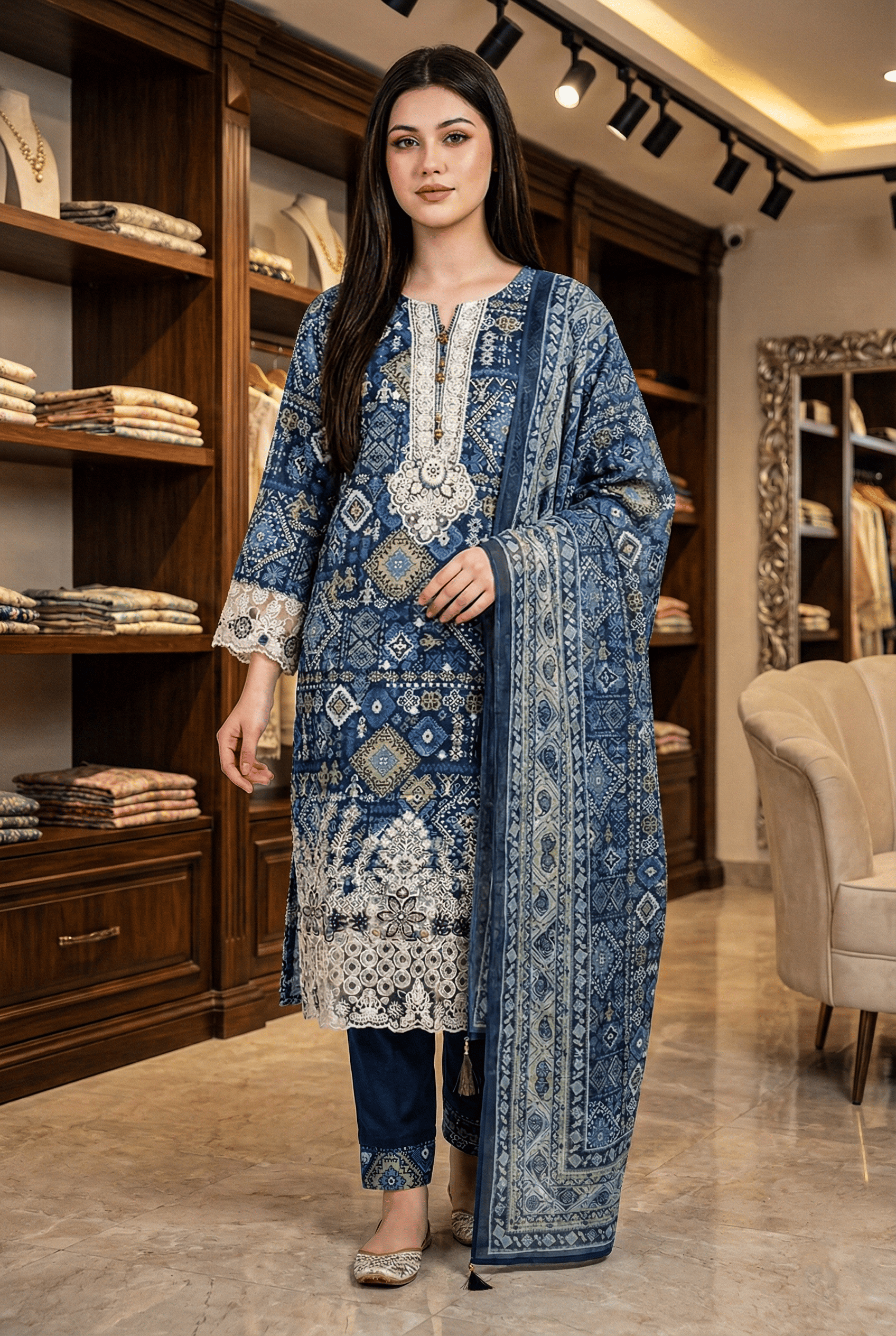 Blue Maya Embroidered