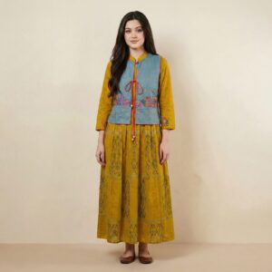 Mustard Blue-Vest Kurti
