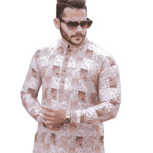 Beige Pixel Panjabi | PNJ-611