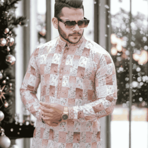 Beige Pixel Panjabi | PNJ-611