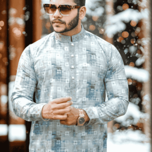 Steel Grey Pixel Panjabi | PNJ-607