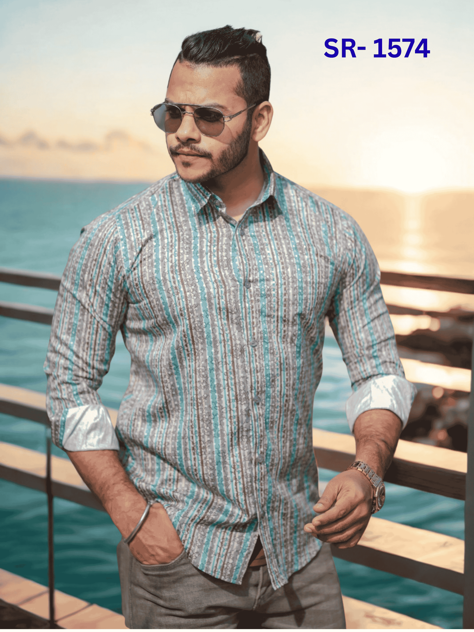 SR-1574 – Pastel Green Micro Print Casual Shirt