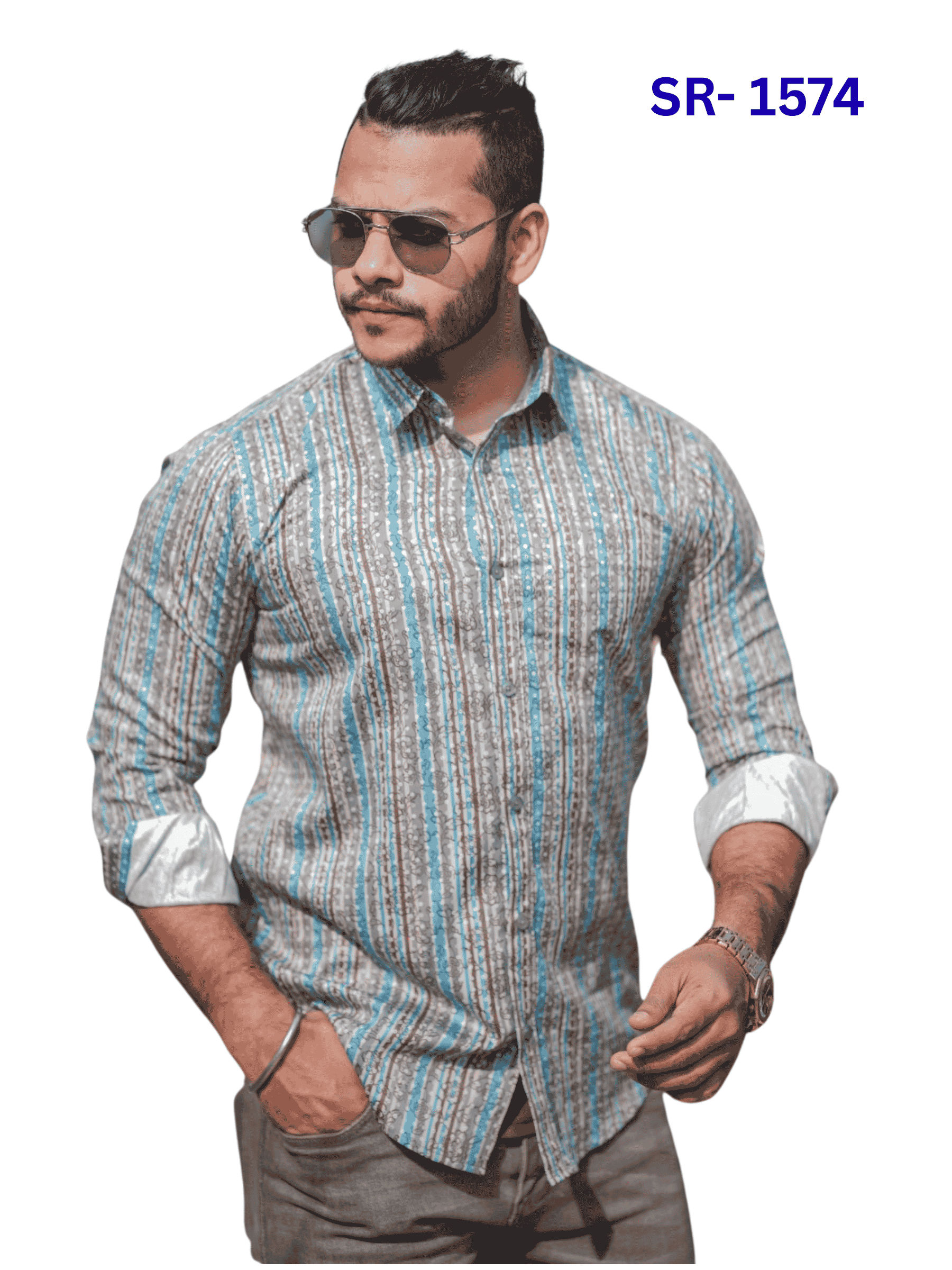 SR-1574 – Pastel Green Micro Print Casual Shirt