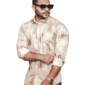 SR-1578 – Beige Artistic Printed Cotton Shirt