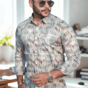 SR-1579 – Light Grey All-Over Print Slim Fit Shirt