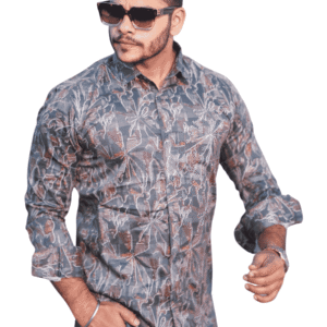 SR-1581 – Dark Grey Abstract Printed Casual Shirt