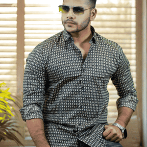 SR-17530 – Black Micro Check Slim Fit Shirt