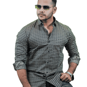 SR-17530 – Black Micro Check Slim Fit Shirt