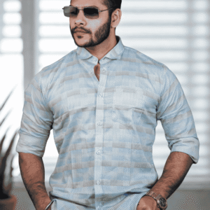 SR-1860 – Ice Blue Textured Casual Shirt
