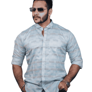 SR-1860 – Ice Blue Textured Casual Shirt