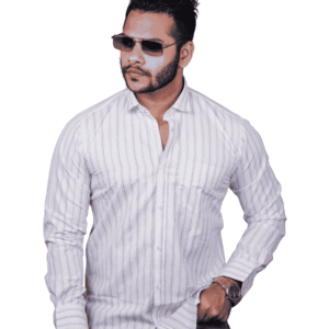 SR-1869 – White Blue Stripe Slim Fit Shirt