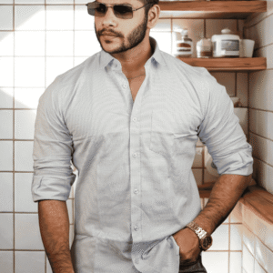 SR-1874 – Light Ash Grey Smart Casual Shirt